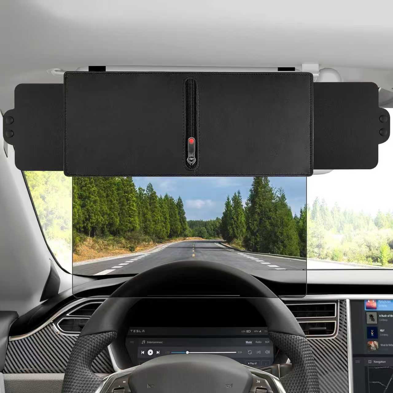 Cross-Border New Model Car Polarized Sun Visor with Zipper Extension, Polarized Anti-Glare Mask, Anti-Glare Three-Sided Shading