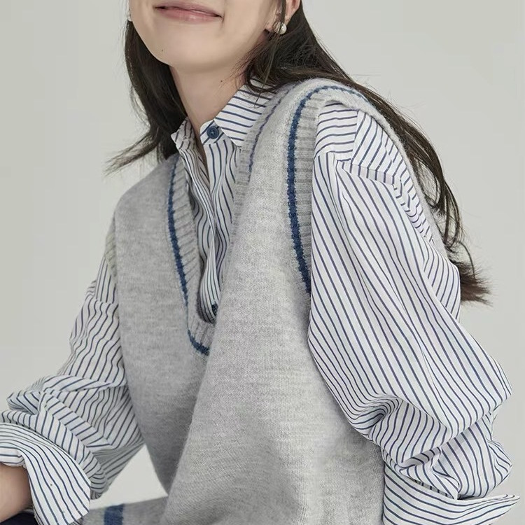 College Girl Cool Literary Retro Long Wool Blend Knitted Vest