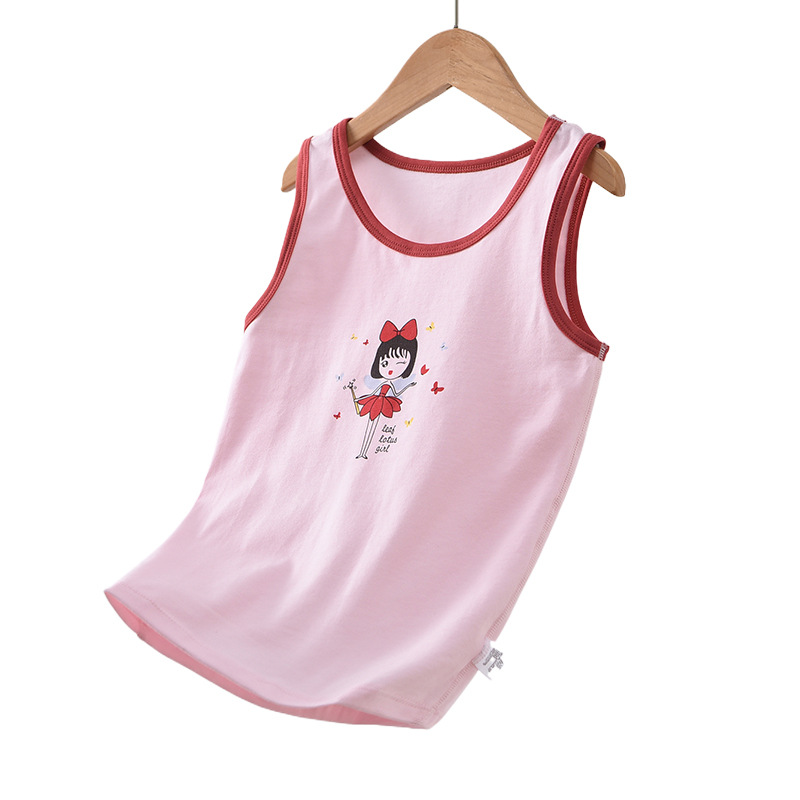 Algodón sin costuras Chaleco de verano nuevos niños y niñas bebé correa sin mangas sin hueso tocar fondo pijamas delgados moda