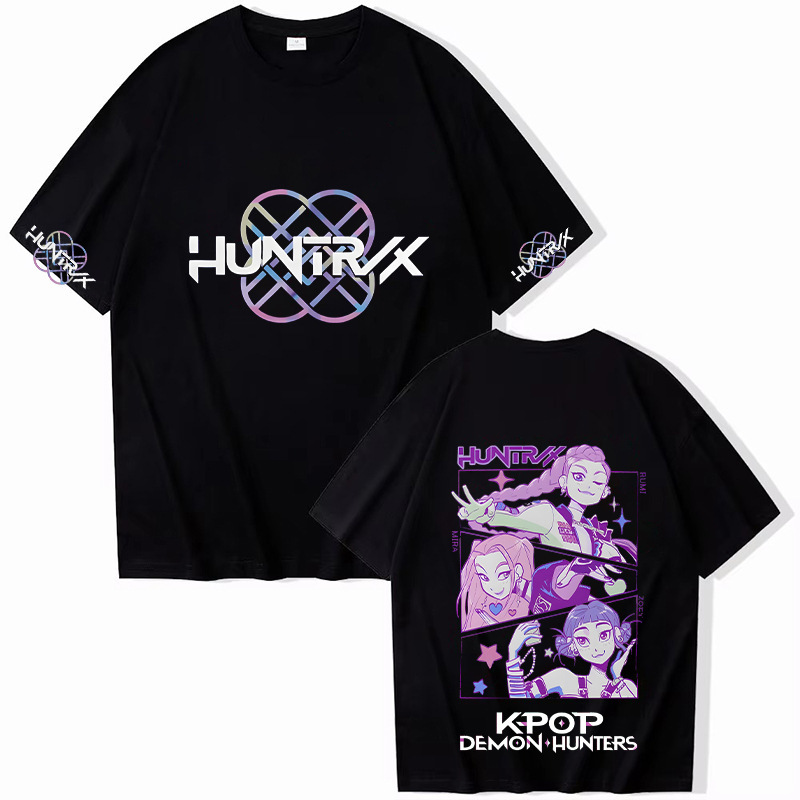 外贸猎魔女团KPop Demon Hunters纯棉中性款圆领上衣宽松休闲短袖|undefined