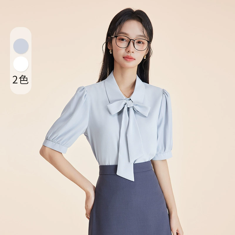 Французская шнуровка весна и лето новая белая рубашка женский дизайн чувство бабочки воротник маленький человек леди шифоновая рубашка юбка