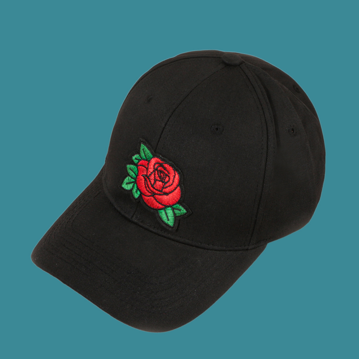 Black Fashion Embroidery Rose Baseball Cap display picture 3