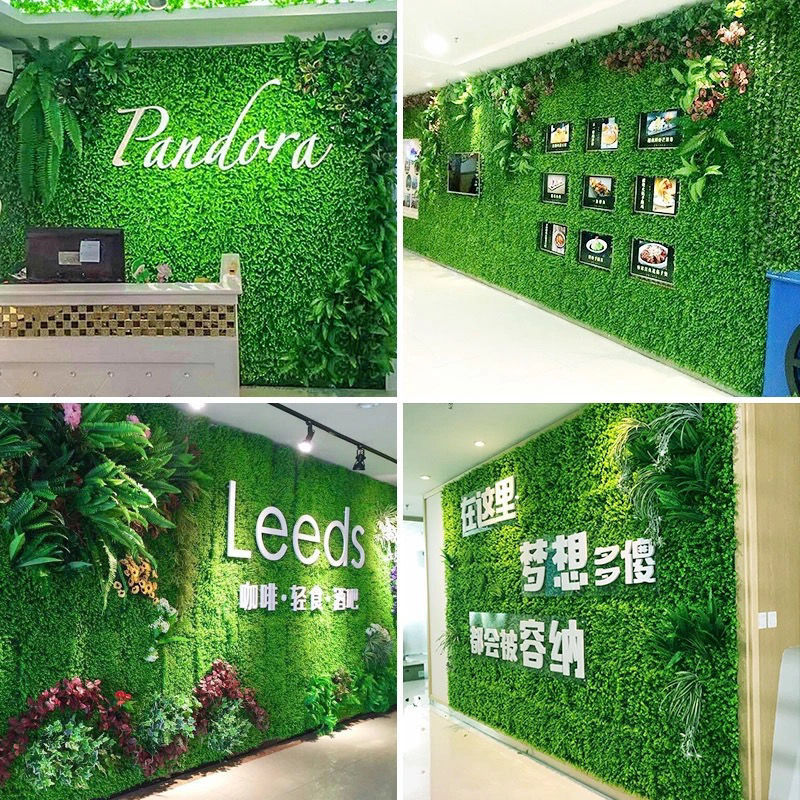 Decoración de pared de plantas de simulación de fondo interior pared de flores de plástico césped falso balcón tienda césped artificial plantación verde image 5