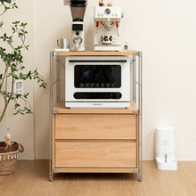 25年新款日式美学抽屉厨房落地咖啡机置物架微波炉烤箱收纳储物边
