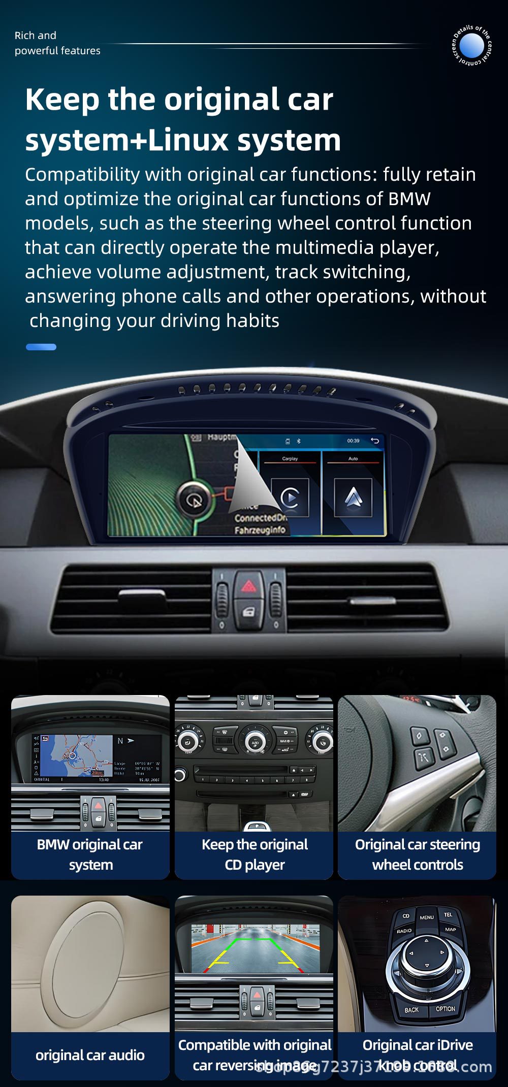 9.3inch Suitable for Bmw 5 Series E60 E90 Android Reversing Camera Car Navigation Gps All-In-One Device Carplay