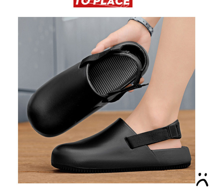 Dép lê nam bít mũi đúc nguyên khối đế mềm chống trượt, thoáng khí đi biển mùa hè — Màu kaki, Màu nâu, Xanh lá cây, màu xám chi tiết 8