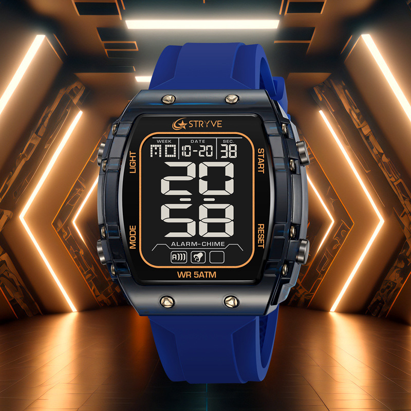 STRYVE 8031 moda hombre reloj deportivo digital nocturna electrónica reloj de pulsera impermeable al aire libre reloj de estudiantes