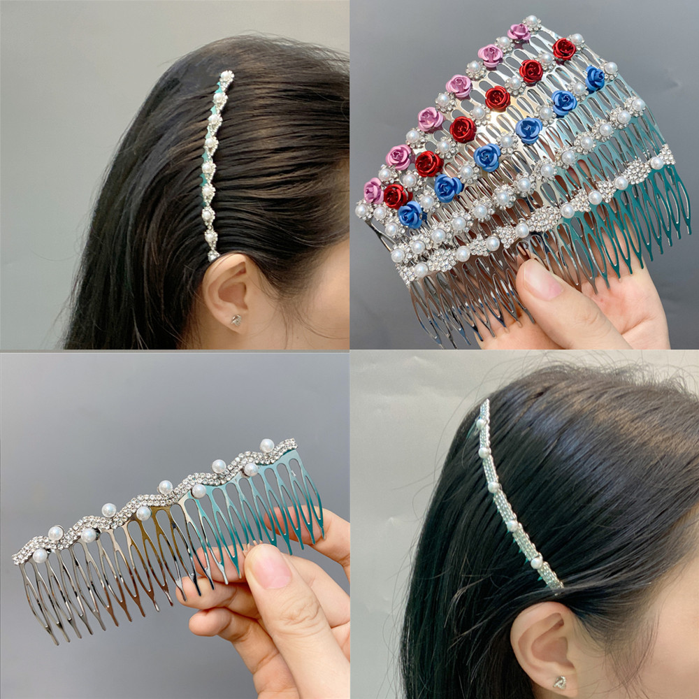 Fashion Diamond-studded Pearl Bow Hair Comb Wholesale Nihaojewelry display picture 22
