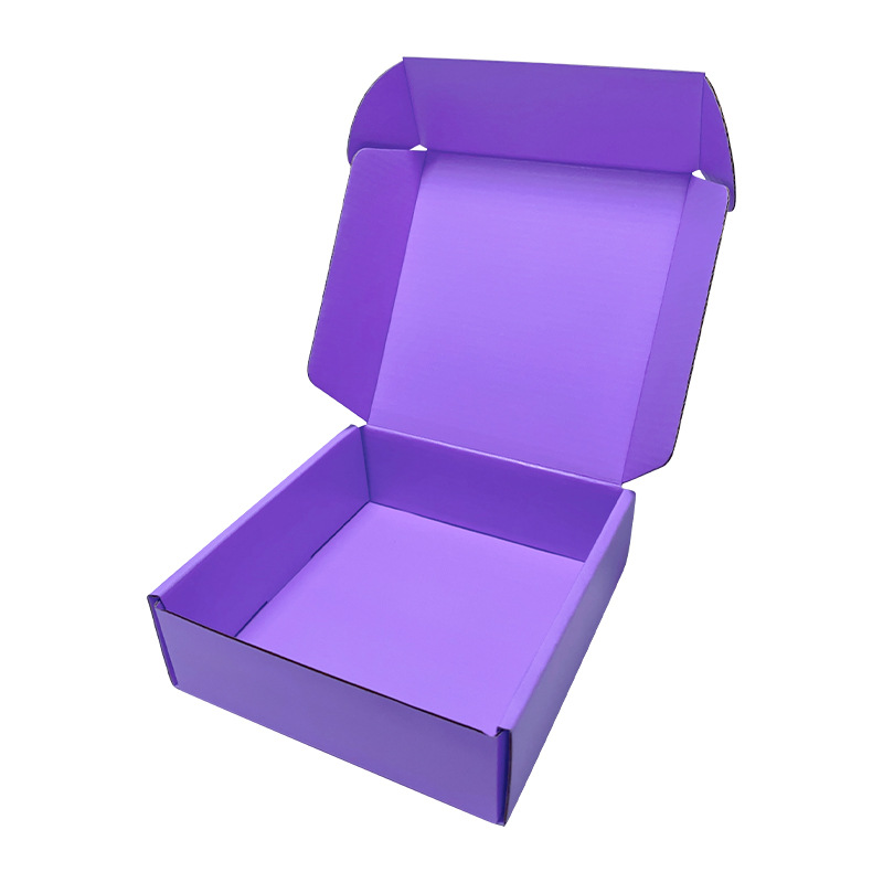 Caja de embalaje expreso de productos de cuidado de la piel de color púrpura de uva caja de avión caja de embalaje extra dura engrosada logotipo de pequeño lote personalizado