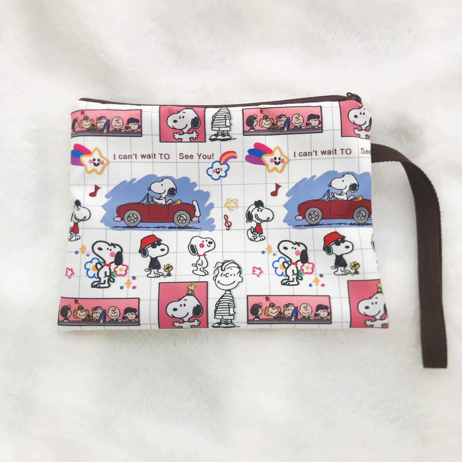 Lona gruesa de dibujos animados Snoopy lindo mano Correa muñeca cremallera teléfono móvil cambio clave bolsa cosméticos lápiz caso