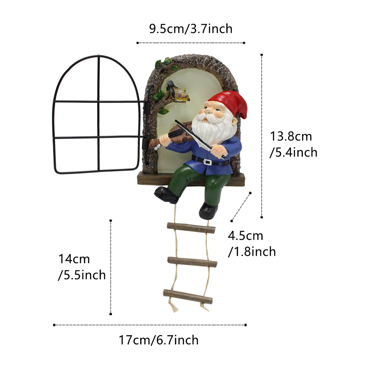  creative elf dwarf luminous violin dwarf outdoor tree pendant decoration landscape 