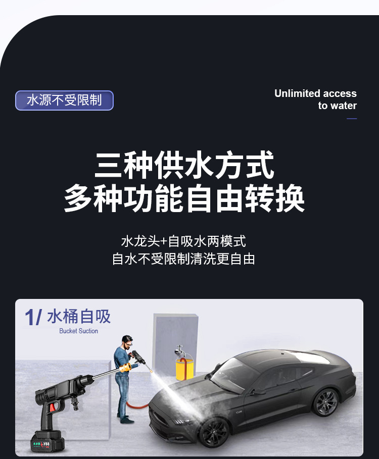 A generation of home car washing machine lithium water gun car washer portable wireless small car washing gun good storage explosions