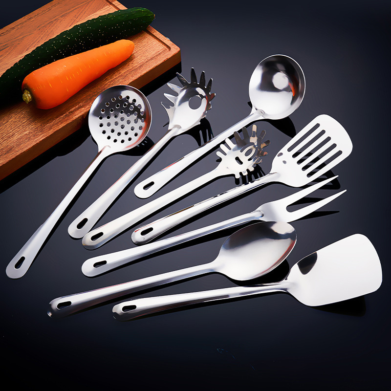 스테인레스 스틸 숟가락과 삽 주방 용품 세트 가정 요리 볶음 스푼 스푼 스푼 스포일러 갈퀴 고기 포크 8 종 세트