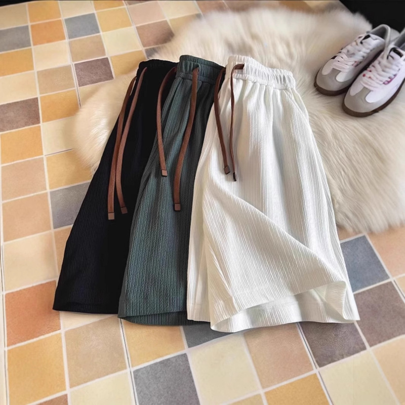 2025 New Style Shorts Ice Silk Pleated Plus Size Men's Summer Thin Pants Beach Shorts Mid-Length Shorts Ice Silk Men's Style