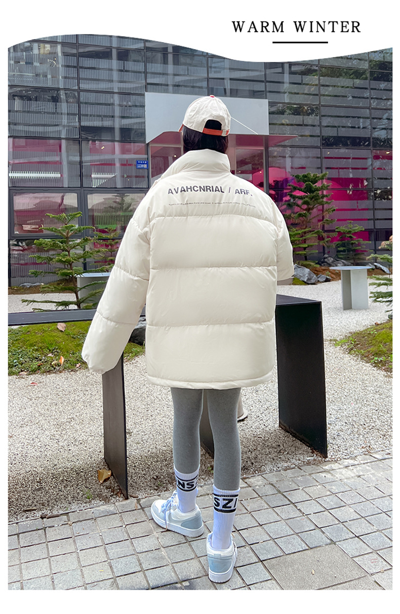 Women's Down Coat Mid Length Standing Collar Thickened Bread Style_voghion.com
