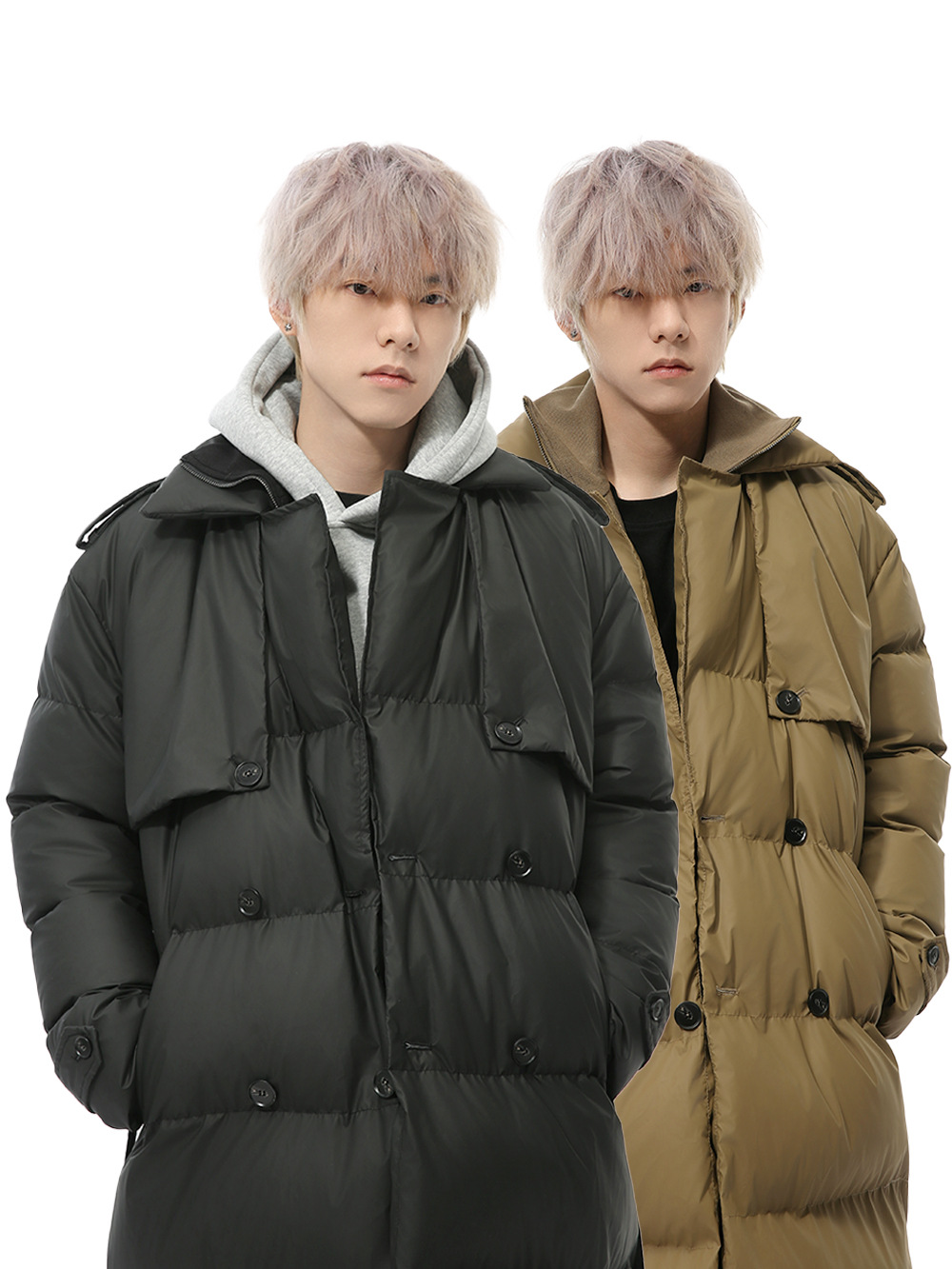 MTLCLOTHES Hombres| Nuevo invierno más largo de la rodilla de desestructuración gruesa calentamiento de color sólido ropa de algodón casual suelta