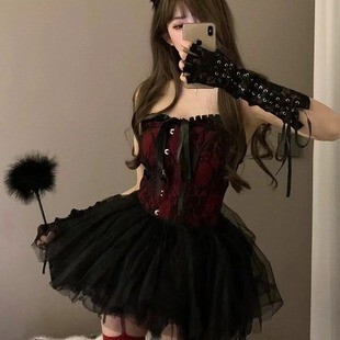 Vintage Cat Style Sexy Underwear Palace Style Lace Tube-top Vest Corset Pure Desire Waist 851 Dress