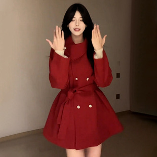 Korean Style Winter Daughter Wear White Woolen Coat Women's Autumn and Winter 2025 New Style Small Thickened Coat