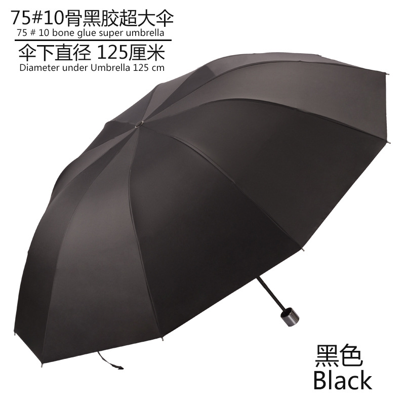 75号10骨黑胶伞 黑色 侧面图 800 ·