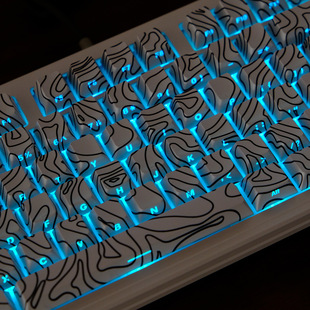 Keycap Side Engraved 2463 Contour Line Theme White Sublimation 5-Sided Keycap Mechanical Keyboard Pbt