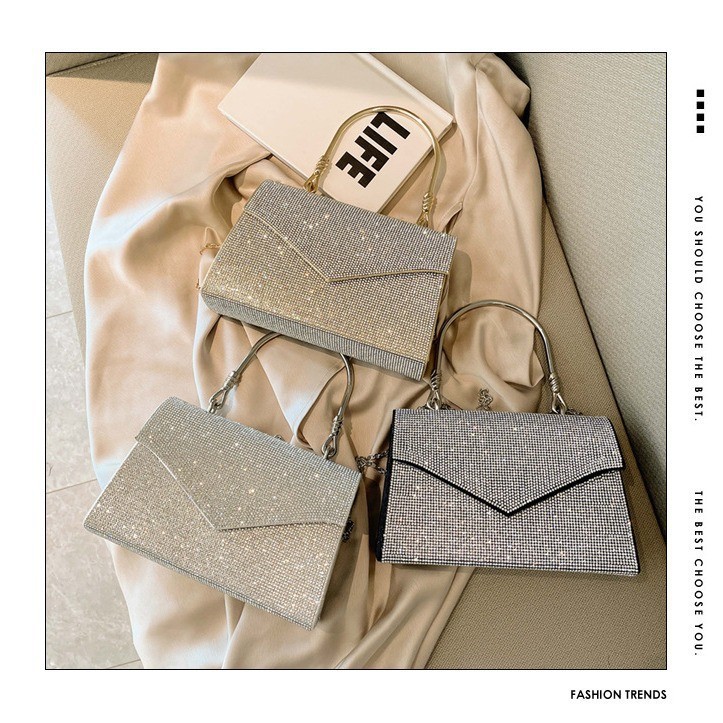 Nuevo cross-border full diamond feel ladies dinner bag, bolso de boda de lujo ligero, bolso de hombro de moda, bolso de noche