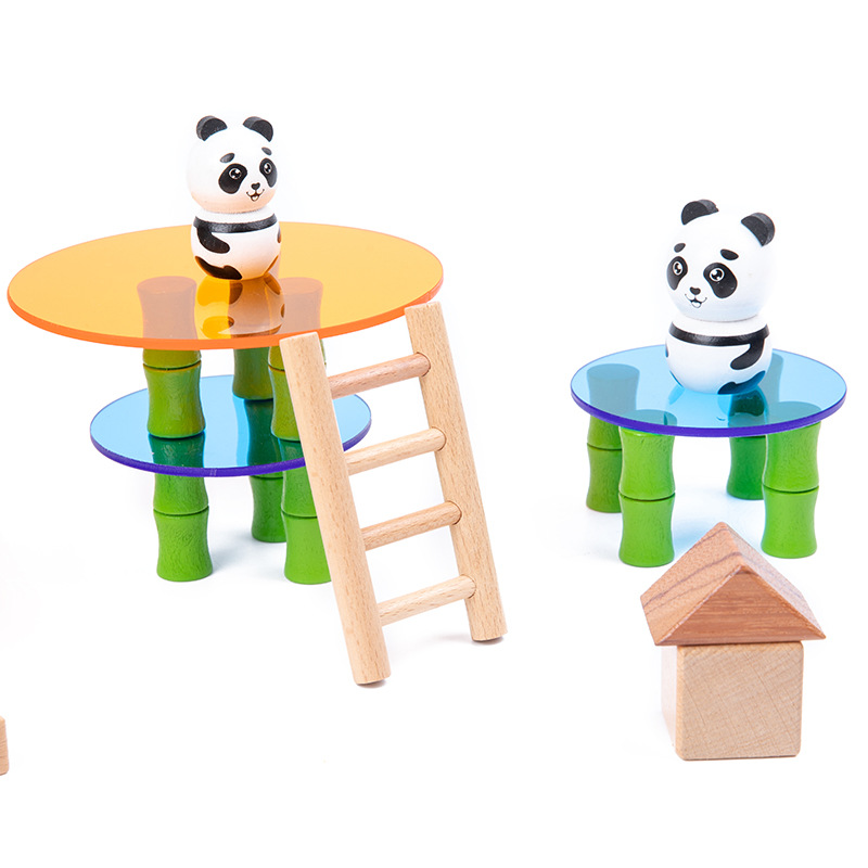 Juguetes de bambú estilo nacional juguetes de puzzle para niños desarrollo de inteligencia de bloques de construcción de puzzle panda juguetes de puzzle al por mayor