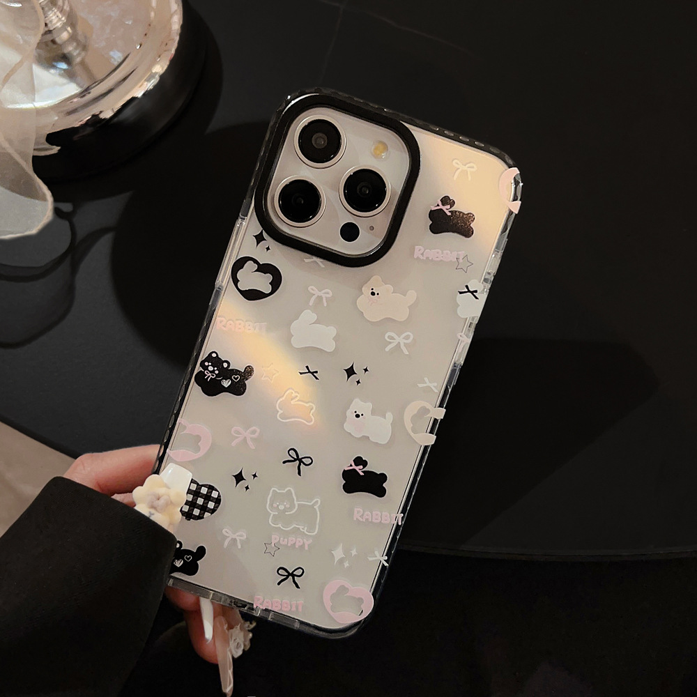 Funda de teléfono móvil con lazo estilo coreano para iPhone 14, Apple 15 Pro Max, 13, 16, 11, con cuerda anticaídas.