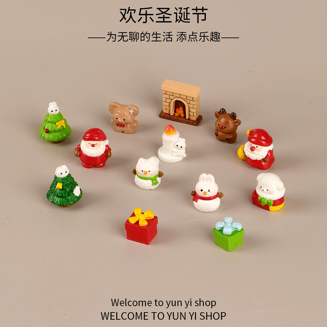 Новый Санта-Клаус Снеговик креативная DIY украшение микроландшафт Christmas Gift олень смола маленькие украшения