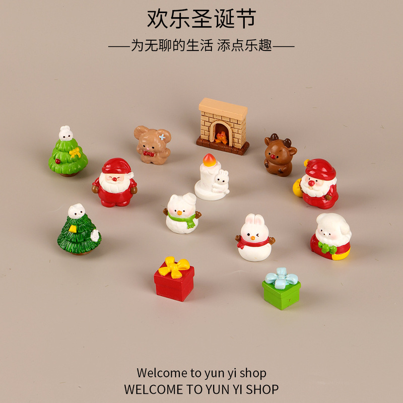 New Santa Claus Snowman Creative DIY Decoration Micro Landscape Christmas Gift Elk Resin Small Ornament