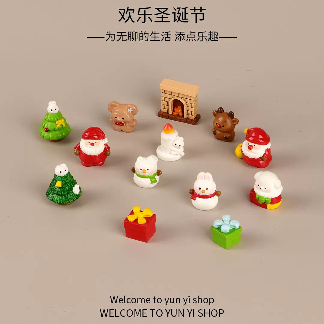 新款圣诞节老人雪人 创意diy装饰品微景观圣诞礼物麋鹿树脂小摆件