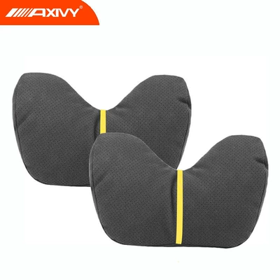 high-end for girls, Waist support - two-year-warranty-2-pieces-of-full-size-suede-u-shaped-pillows-perforated-carbon-black-yellow-stripe