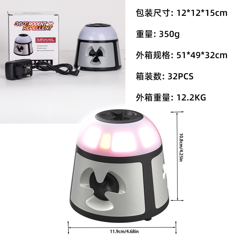 El nuevo repelente de animales de 360 grados de Amazon, repelente de ratones flash LED inteligente, repelente de ratones ultrasónico enchufable image 9