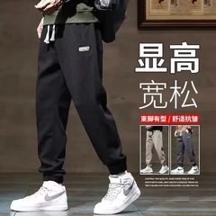 休闲裤男士春秋季宽松束脚裤子男潮流秋冬加绒卫裤百搭运动长裤