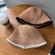 Autumn and Winter Women's Color Matching Warm Knitted Fisherman Hat Korean New Arrival All-match Bucket Hat Big Head Plush Ear Protection Basin Hat