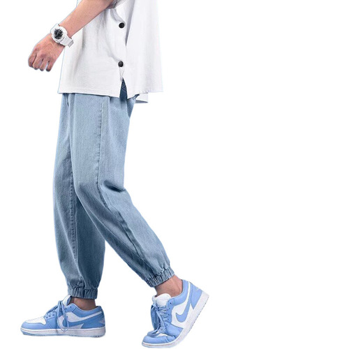 American Retro Tied-Leg Jeans for Men - Spring and Autumn Harlequin Pants - Hong Kong Style High Street Trendy Casual Loose