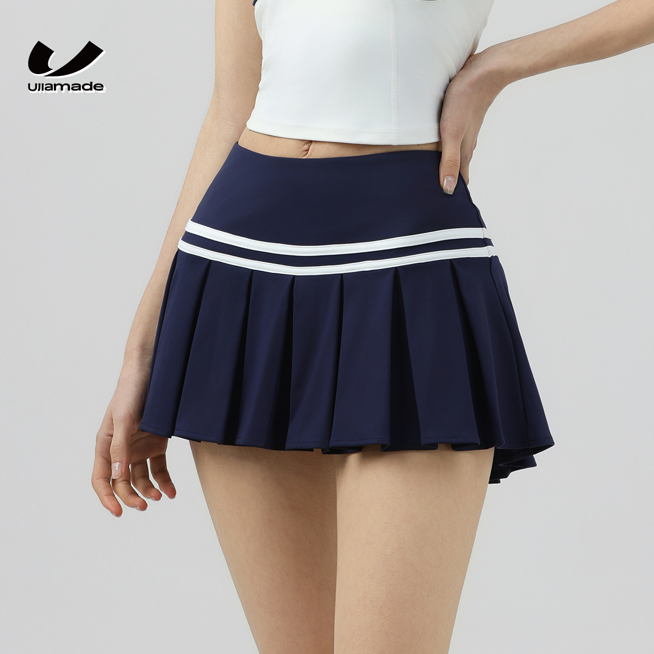 Women's Yoga Skirt with Fake Two-Piece Design, Anti-Exposure Yoga Skirt with Pockets, Elastic Waist, Casual Tennis Skirt for Outdoor Wear