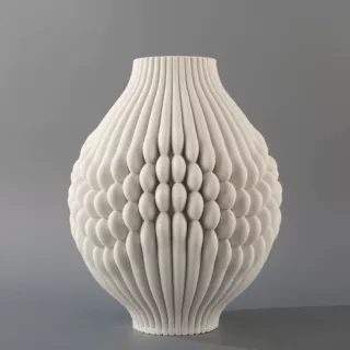 3D打印白色陶瓷花瓶样板房客厅创意插花装饰摆件酒店会所玄关花器