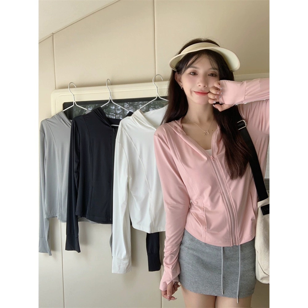 Большие размеры, кардиган из ледяного шелка, повседневный утягивающий вид, солнцезащитная одежда, женская летняя тонкая одежда для йоги, куртка, обтягивающий топ