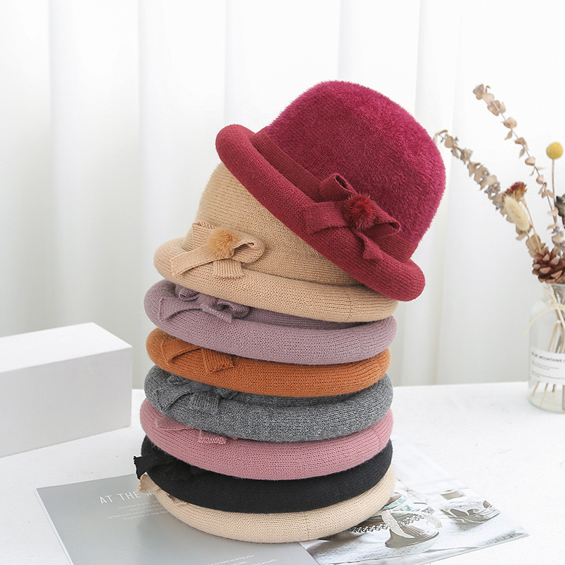 Autumn and winter women's woolen hat kni...