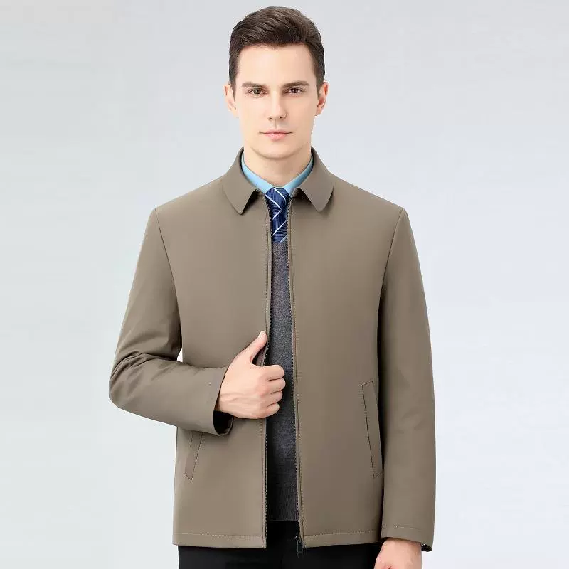 Demi-season down jacket, detachable liner, for middle age
