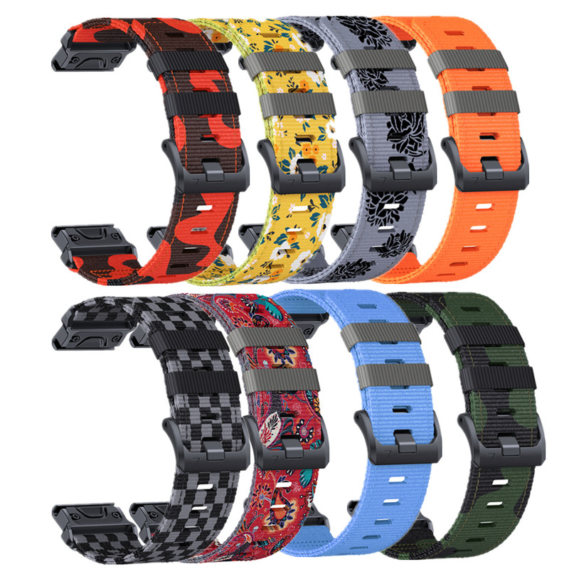 Ethnic Style Nylon Quick-Release Watch Strap Camouflage Suitable for Garmin Fenix5/6/7/8 Garmin Nylon Buckle