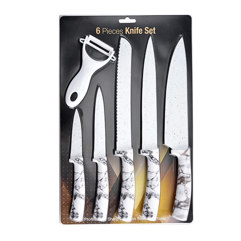 Cuchillo de succión de tarjeta de acero inoxidable 6 piezas de cuchillo de mármol doméstico cuchillo afilado cuchillo de cocina universal conjunto de cuchillo de cocina