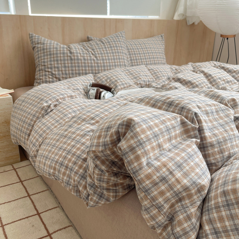 Cama de lavado de algodón de clase A, cuatro piezas de sábanas de algodón de lavado, colchón de cama, dormitorio de estudiantes, tres piezas de cuatro temporadas