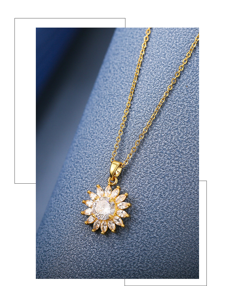 Gold Sunflower Necklace Image 4