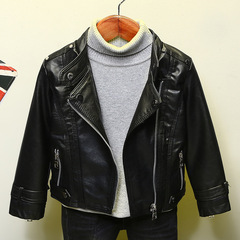 童裝2024春秋新款男童女童皮衣立領韓版中小童寶寶夾克兒童外套潮