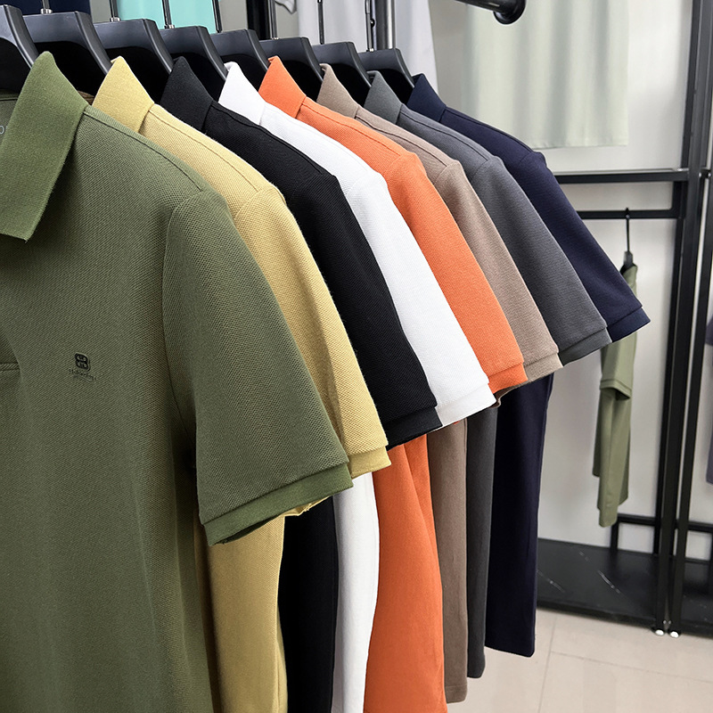 純綿シームレス半袖ポロシャツ メンズ クロスボーダー ラペルTシャツ 防シワ ビジネス ワンピース ドロップシッピング エレガント 通気性|undefined