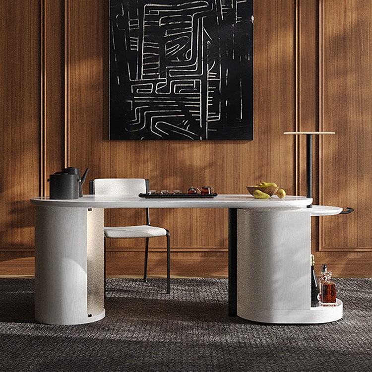 Mesa de té de lujo ligero, sensación moderna de alta gama, hogar de alta gama, familia 2024, nuevo balcón, mesa de té de piedra microcristalina minimalista de estilo italiano