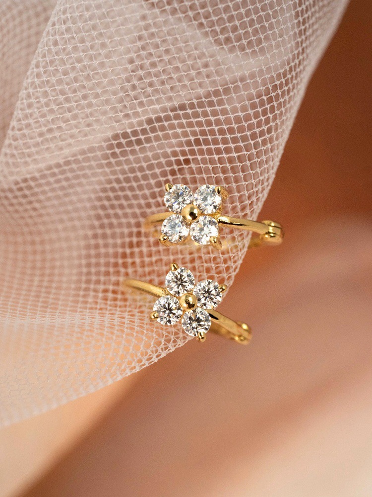 1 Pair Quantity 1 Pair 925 Sterling Silver Zircon 925 Sterling Silver Earrings Leaf Flower Earrings