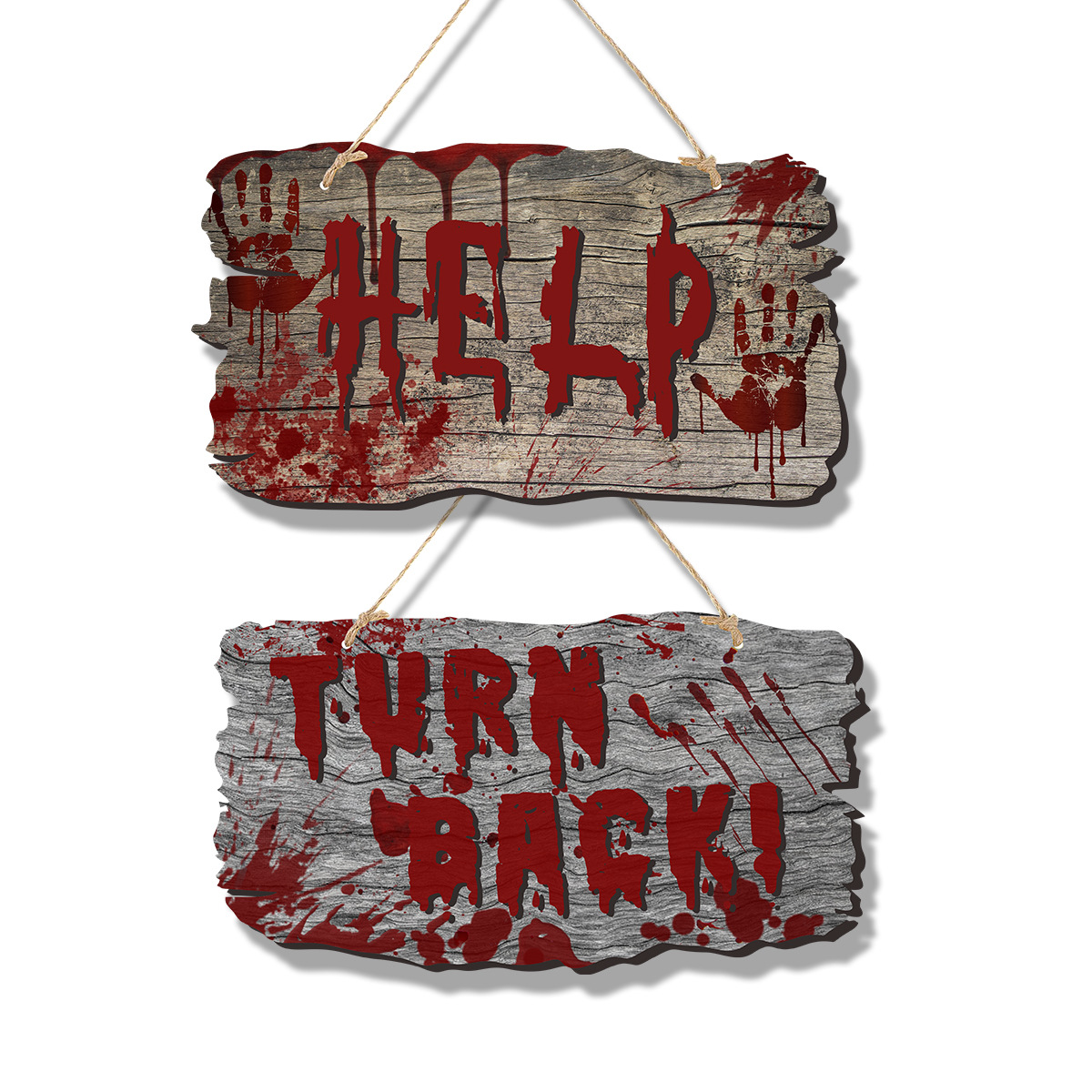 Halloween drewniany numer drzwi duch festiwal nawiedzony dom horror atmosfera dekoracja z odciskiem dłoni krwi wiszące personalizacja_voghion.com