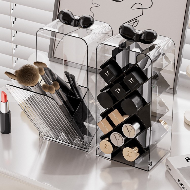 PET makeup brush and eyebrow pencil storage box, high aesthetic value, for home use on desktop dressing table, for storing cosmetics, lipstick, and makeup brushes